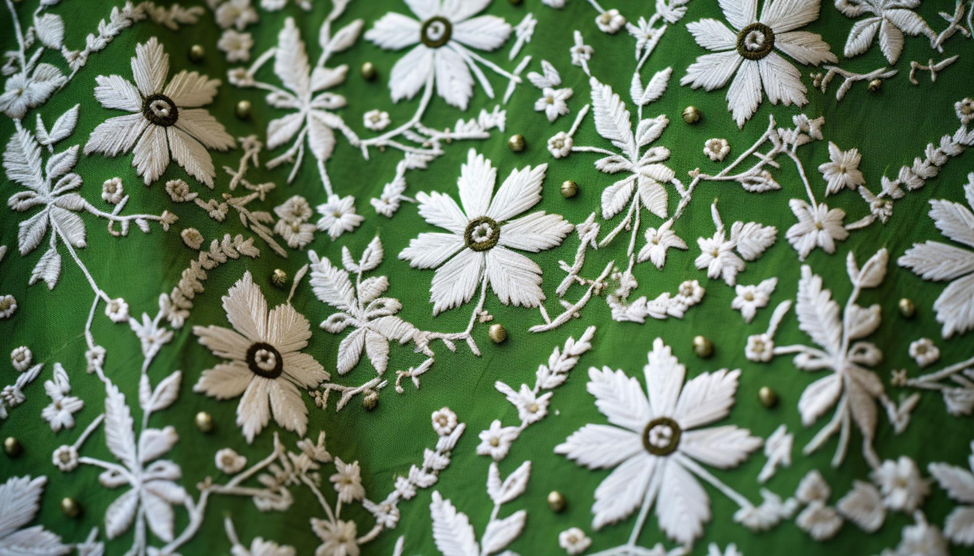 Hand embroidered floral panel